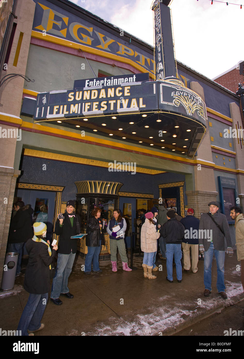 PARK CITY UTAH USA The Egyptian Theatre on Main Street during the Sundance Film Festival Stock Photo
