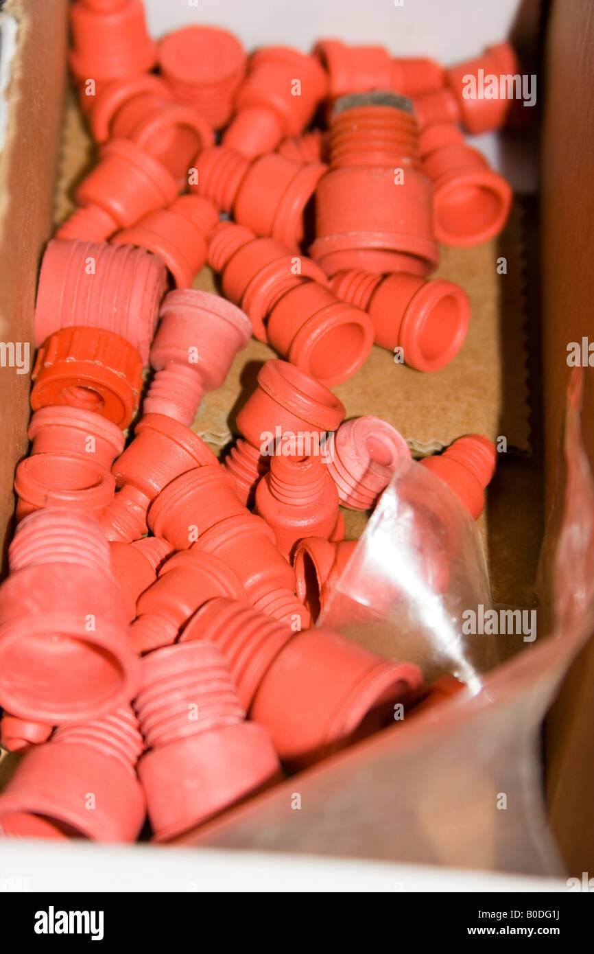 Rubber bungs for chemistry experiments Stock Photo Alamy