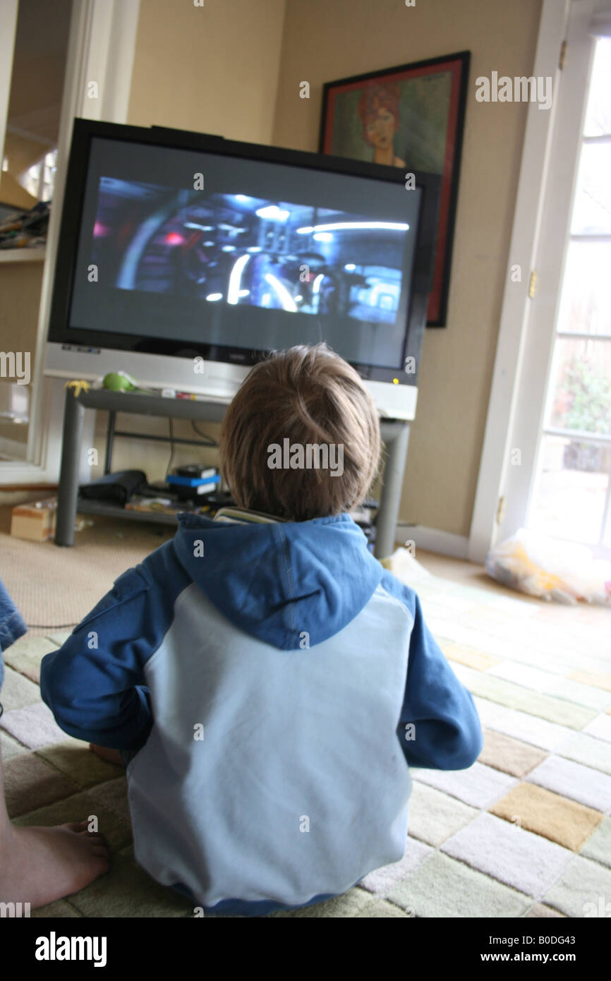 child playing video game Stock Photo