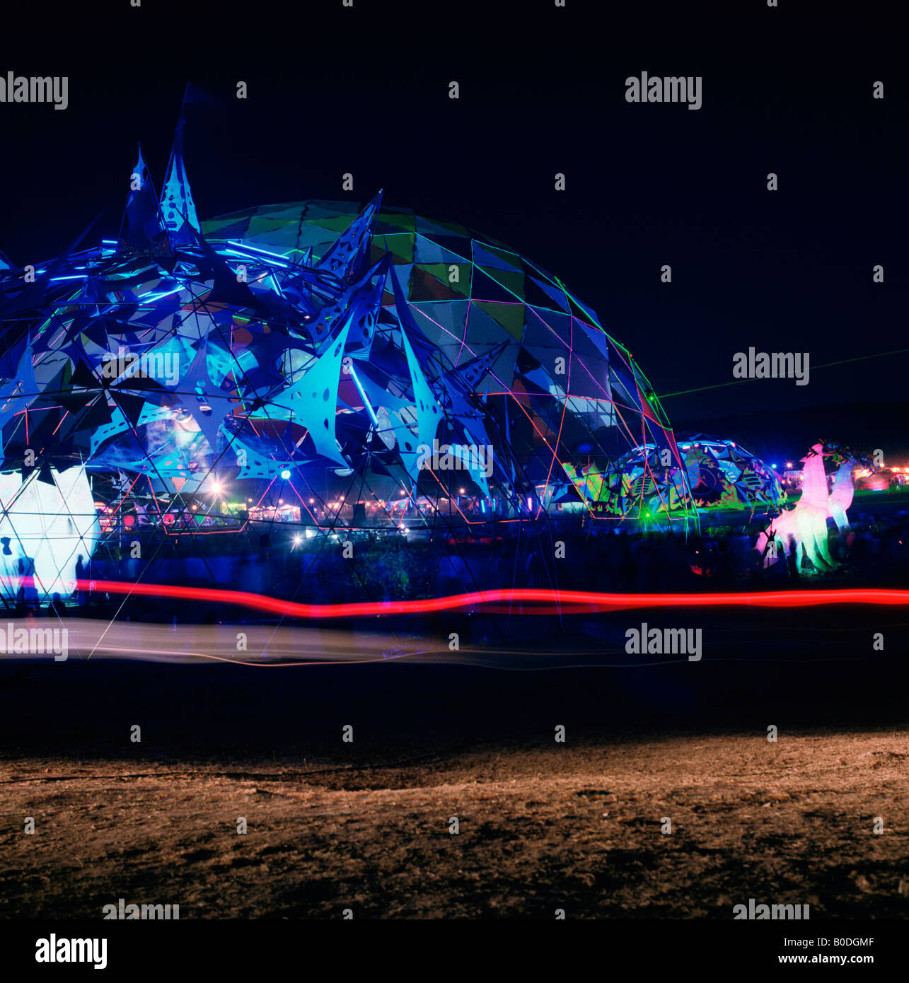 Main stage of outdoor electronic music festival called Boom at night in