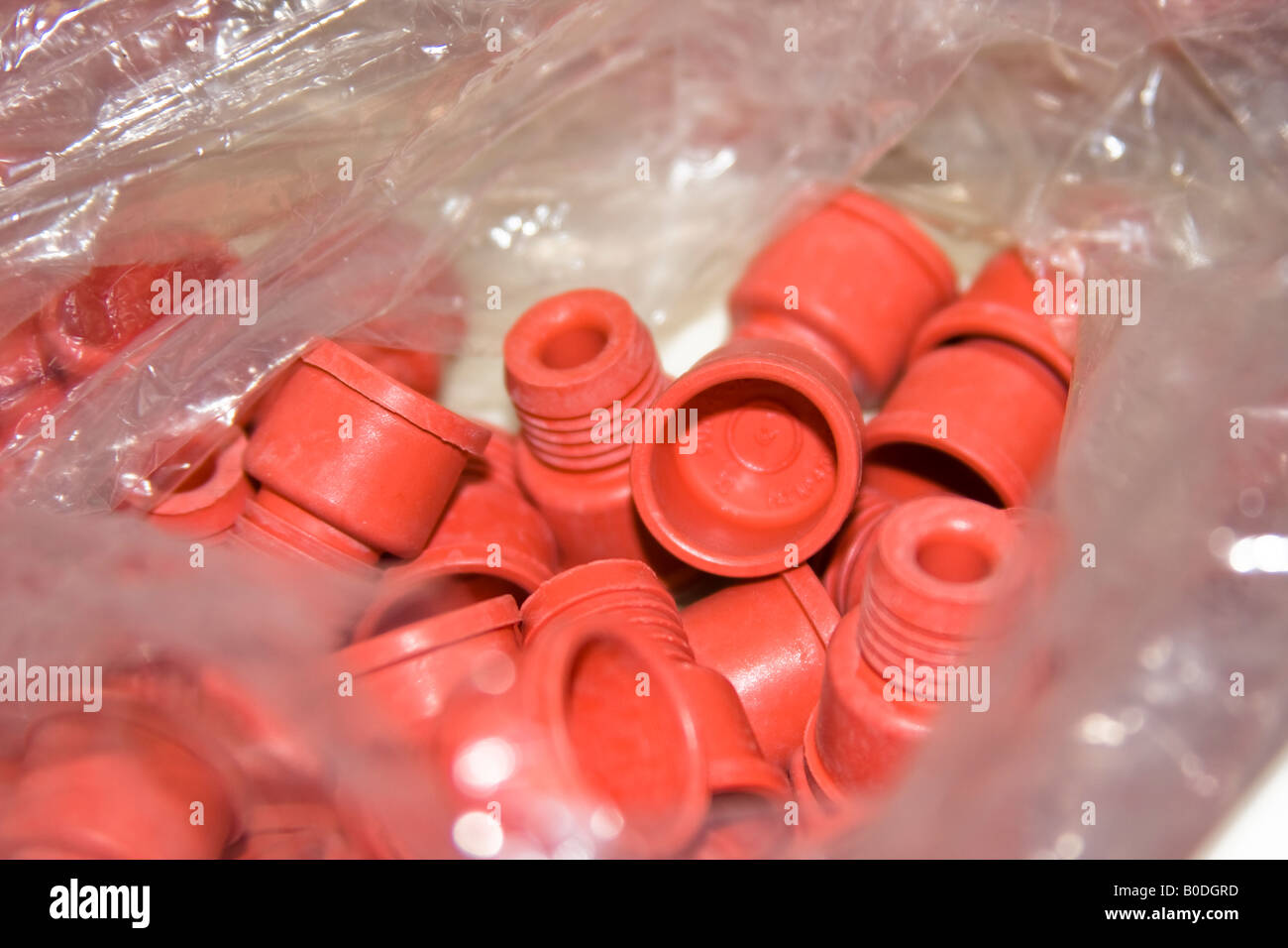 Rubber bungs for science experiments Stock Photo