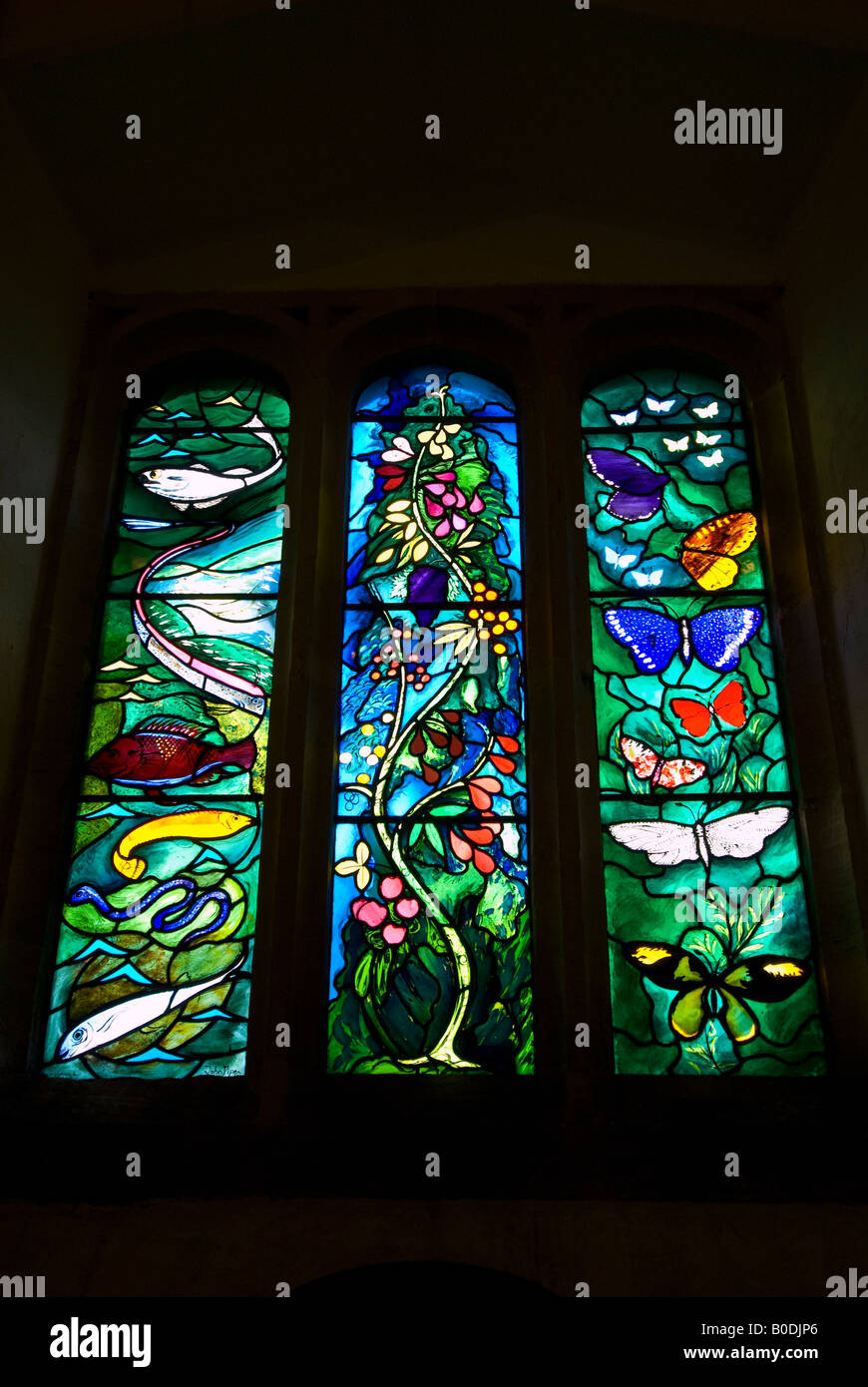 Stained glass window by John Piper in Farnborough Village Church