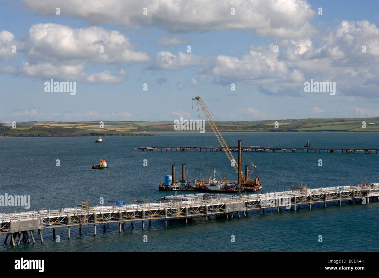 Jetty construction South Hook LNG Milford Haven Pembrokeshire Wales UK