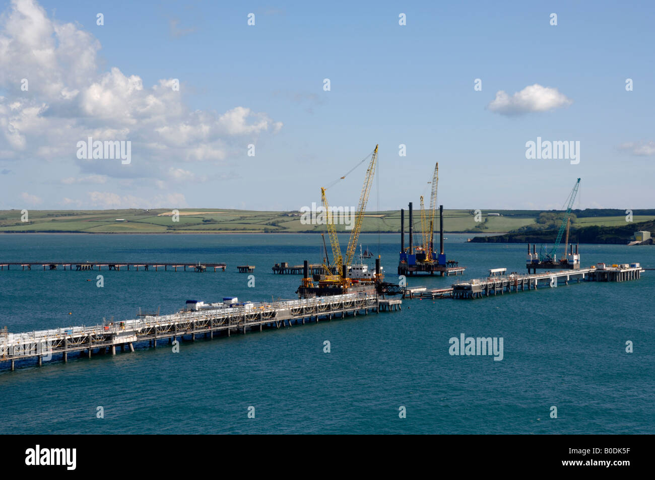 Jetty construction South Hook LNG Milford Haven Pembrokeshire Wales UK