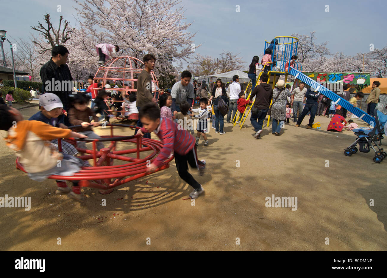 Childrens' playground, Nara prefecture, Japan. Spring vacation Stock