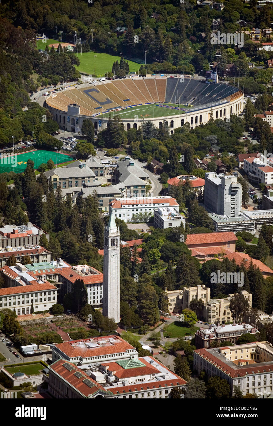 aerial above University of California UC Berkeley campus Stock Photo