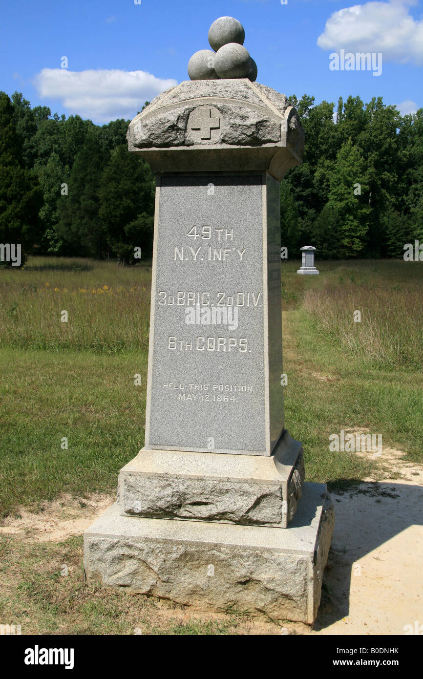 The 49th NY Infantry Memorial at the Bloody Angle on the Spotsylvania battlefield, Virginia. Stock Photo