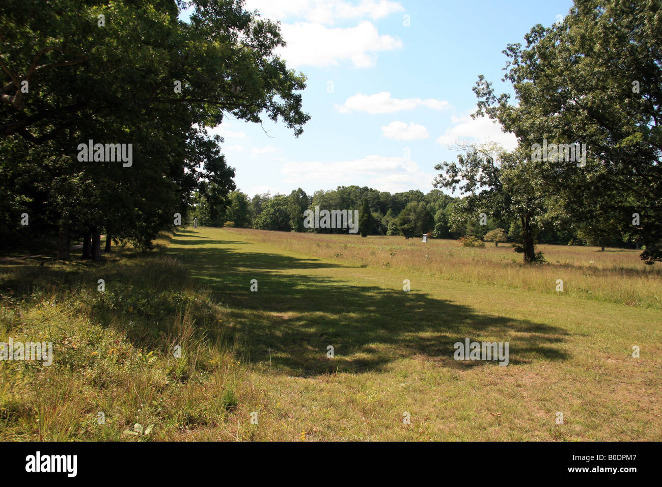 View along the Bloody Angle of the Mule Shoe Salient, Spotsylvania Court House battlefield, Virginia. Stock Photo