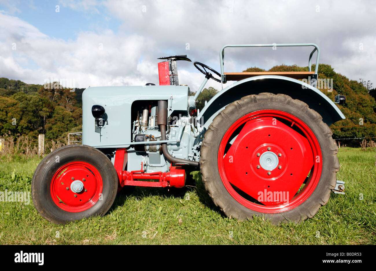 Antique 1956 Eicher 1 cylinder tractor. This 16HP tractor is probably a 16PS model Stock Photo