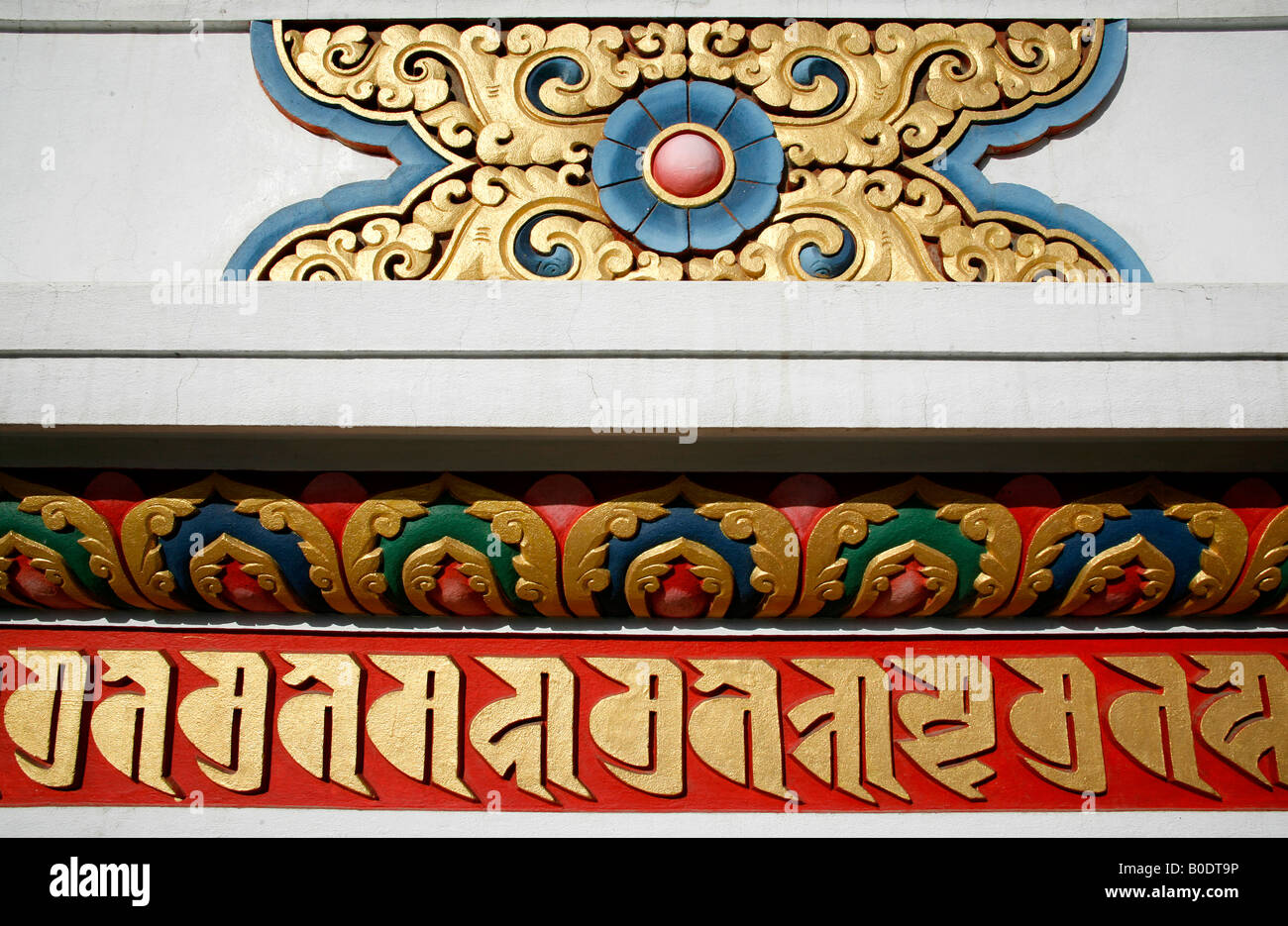 tibetan design on stupa manang nepal Stock Photo