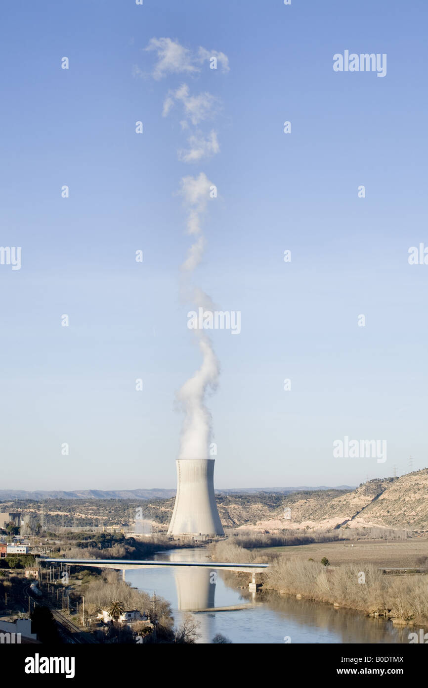 Asco nuclear power plant. Coooling tower Stock Photo