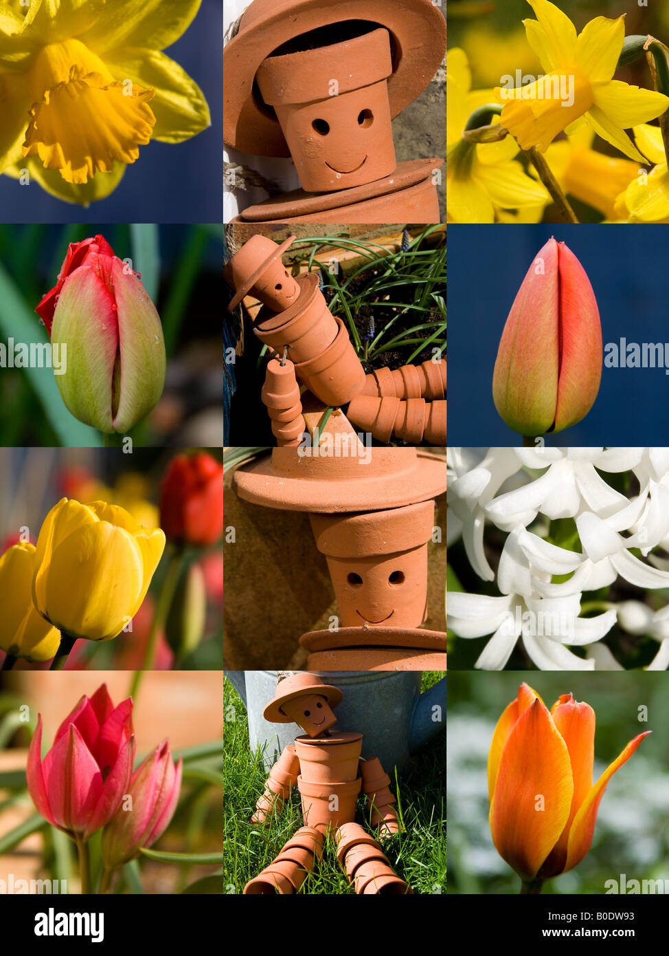 Collection of spring images with Flowerpot man, London England UK Stock Photo