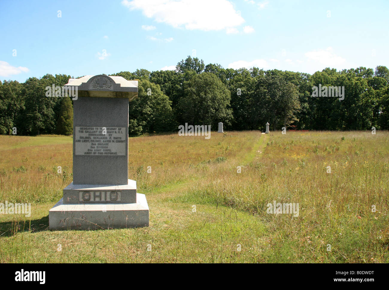 The Ohio memorial in front of the Bloody Angle on the Battle of Spotsylvania Court House, Virginia. Stock Photo
