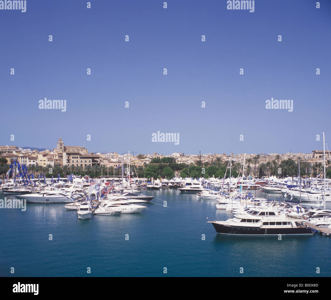 Panoramic view over Palma International Boat Show 2008, Mallorca, Balearic Islands, Spain Stock Photo