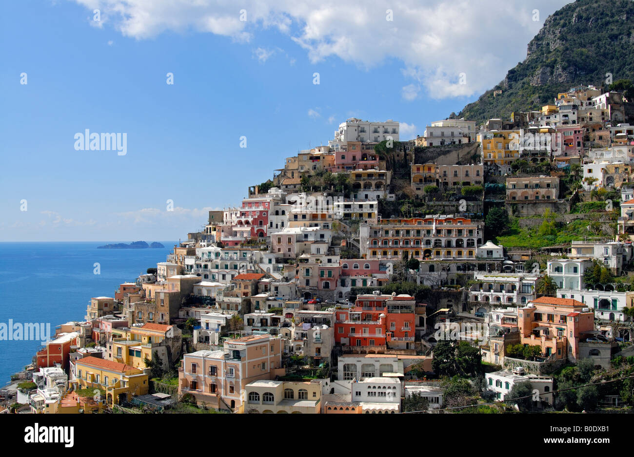 Hill-side Town of Positano on Amalfi Coast, Campania (Italy) Stock Photo
