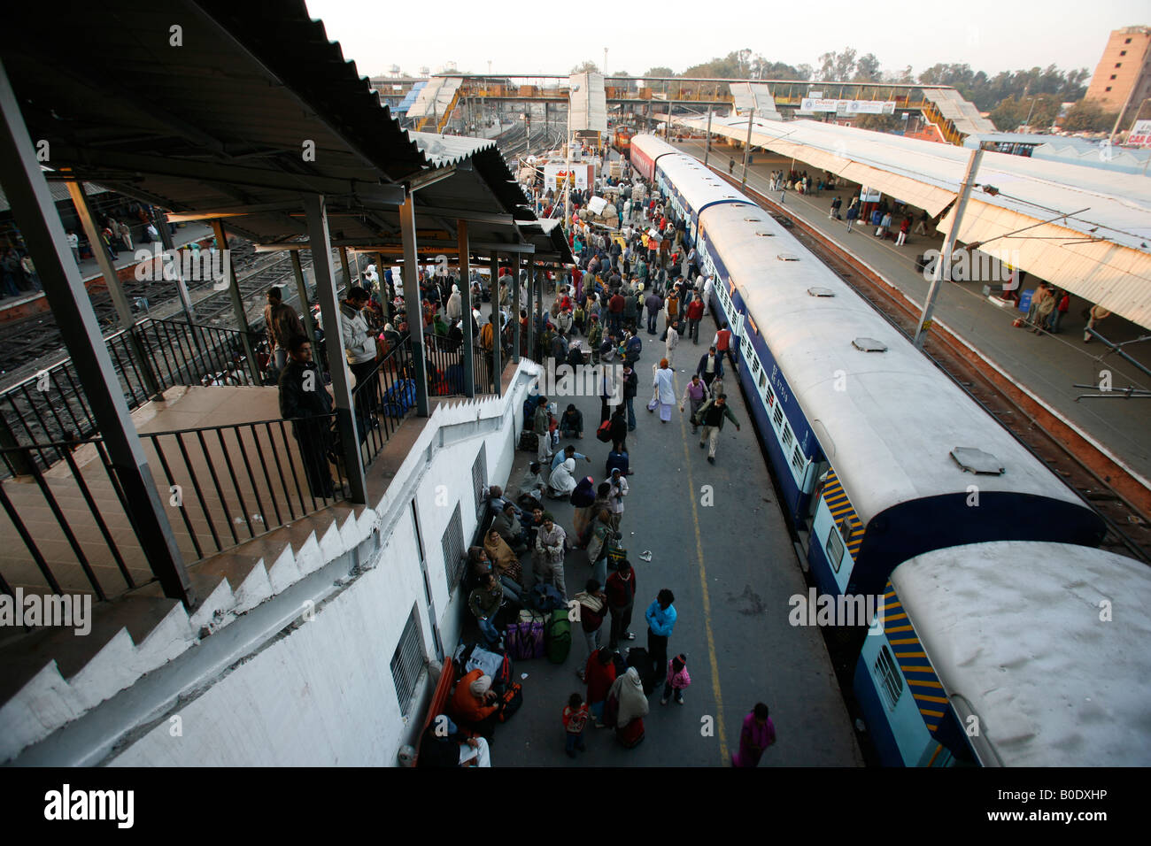 crowded new delhi railway station delhi india Stock Photo
