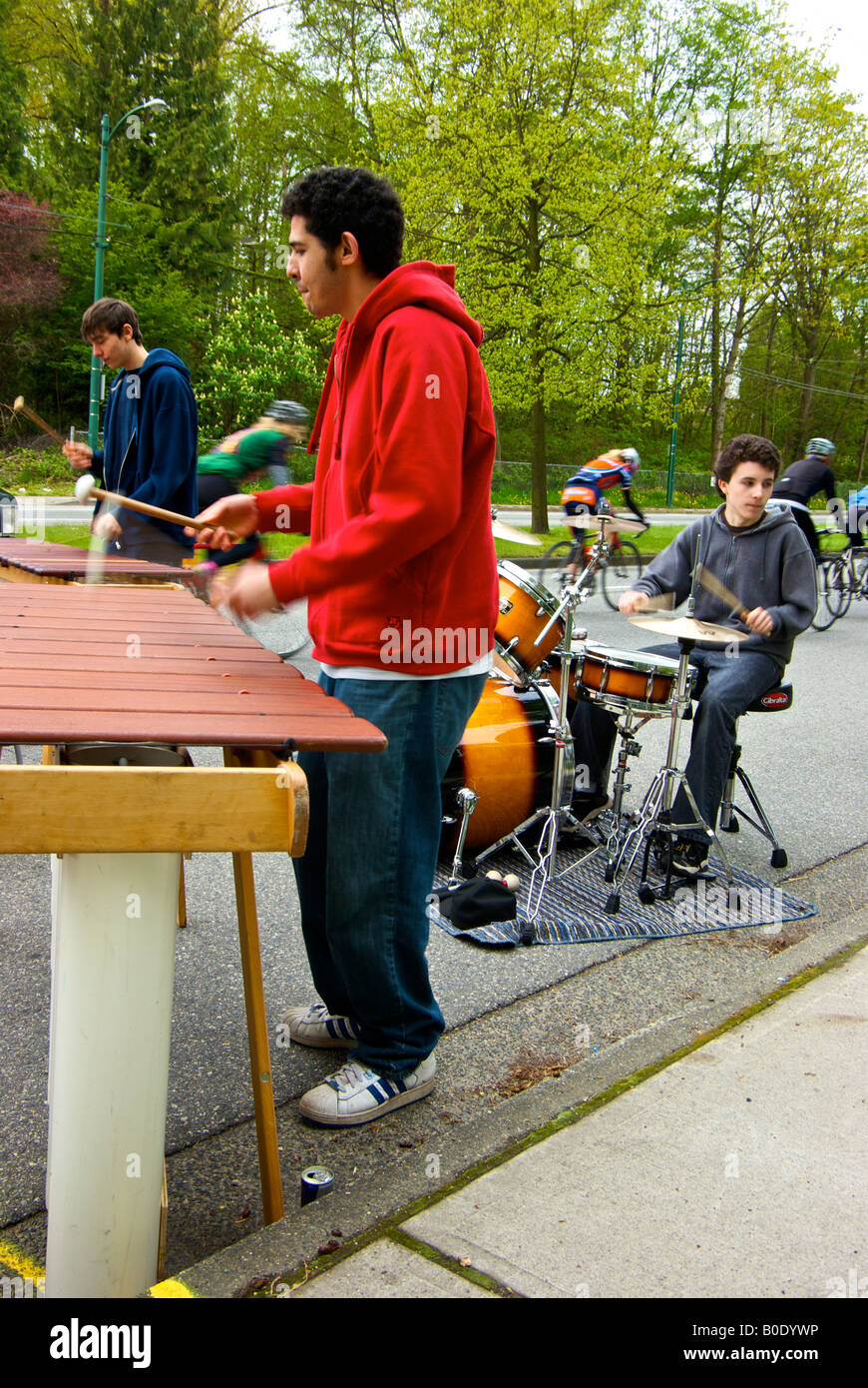 Kutapira Zimbabwian Marimba Band playing outdoors at the Vancouver