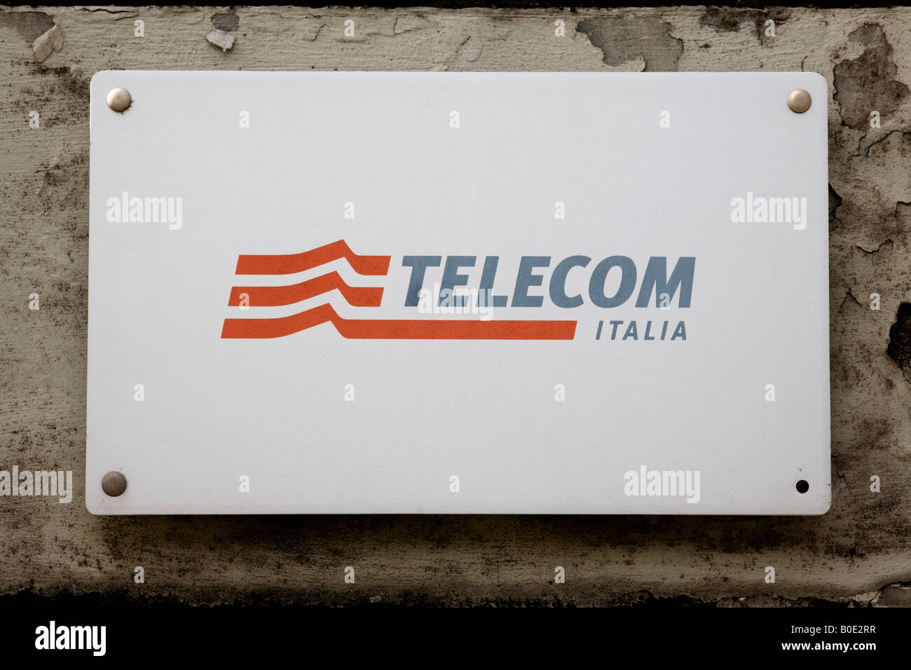 Telecom Italia sign on cracky wall Stock Photo