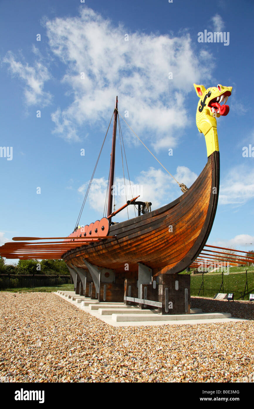 The 'Hugin' replica Viking ship, Ramsgate, Kent, England, UK. Stock Photo