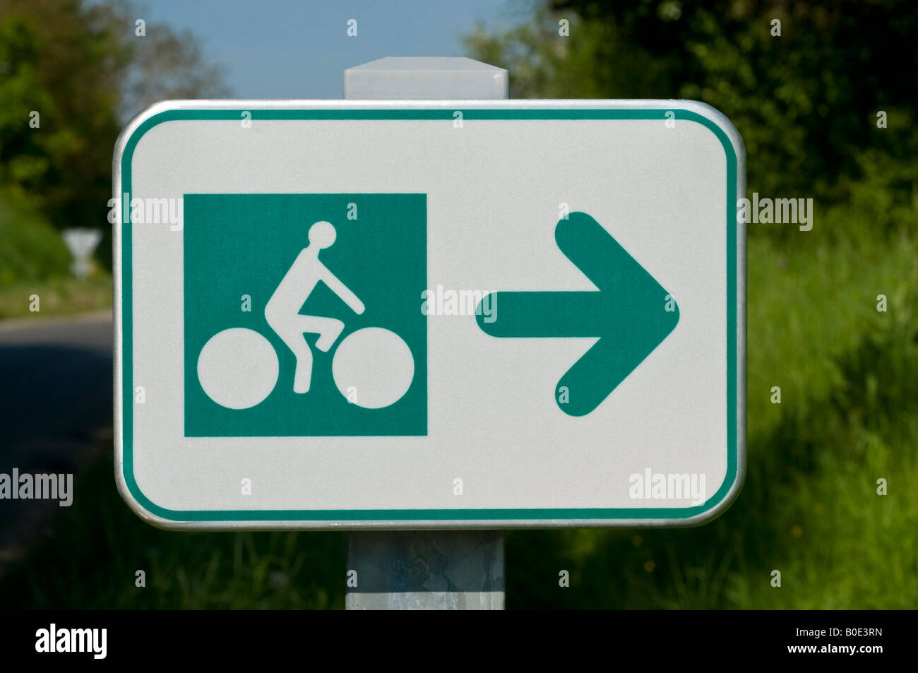 Cycle route marker, sud-Touraine, France Stock Photo