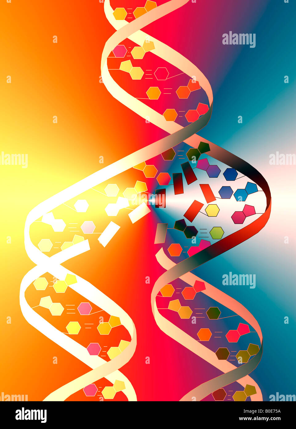 abstract computer generated DNA double helix Stock Photo