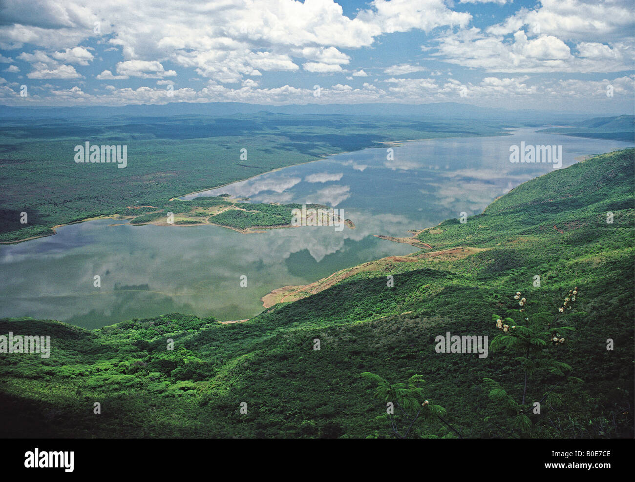Lake Bogoria in the Great Rift Valley seen from the south Kenya East Africa Stock Photo