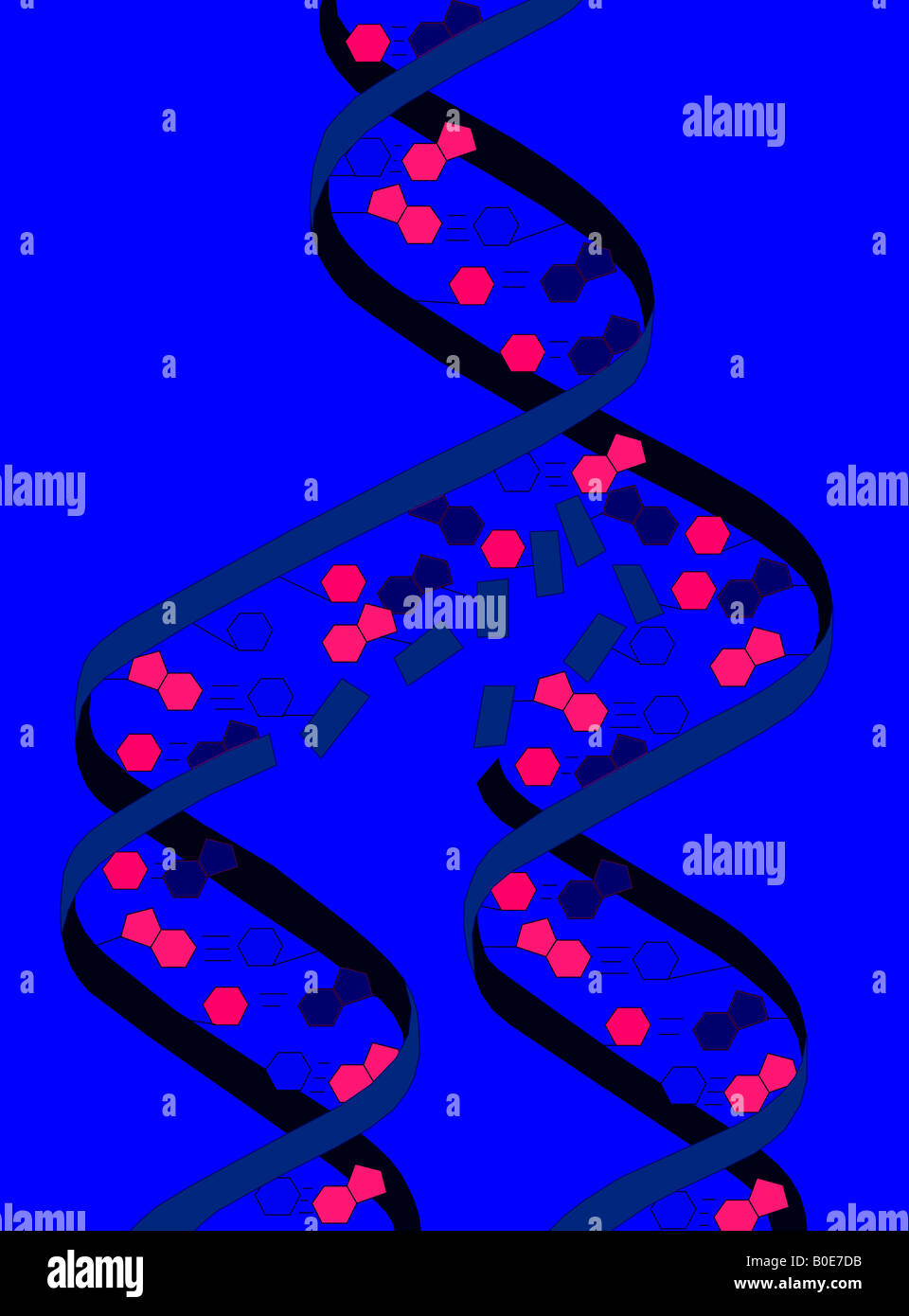 abstract computer generated DNA double helix Stock Photo
