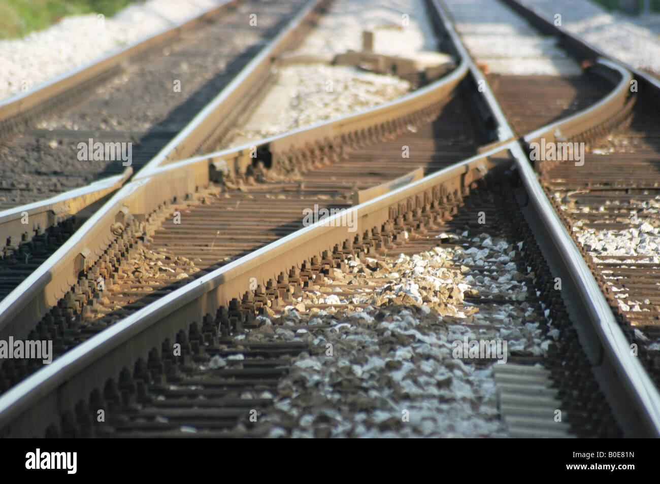 Remote-controlled points Scambio ferroviario comandato a distanza - Friuli Italy Stock Photo