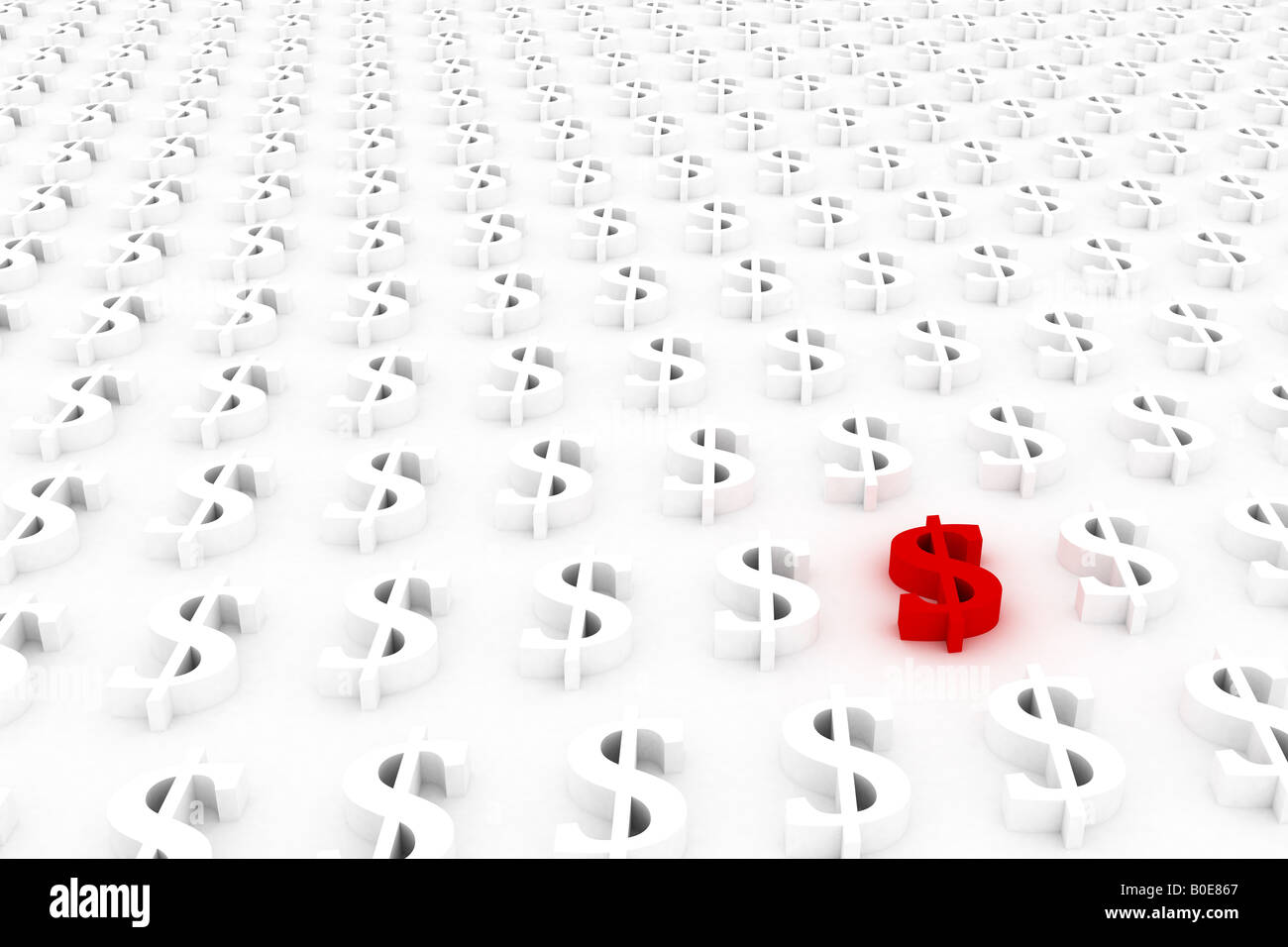 Red different Dollar symbol sticking out of the crowd Stock Photo