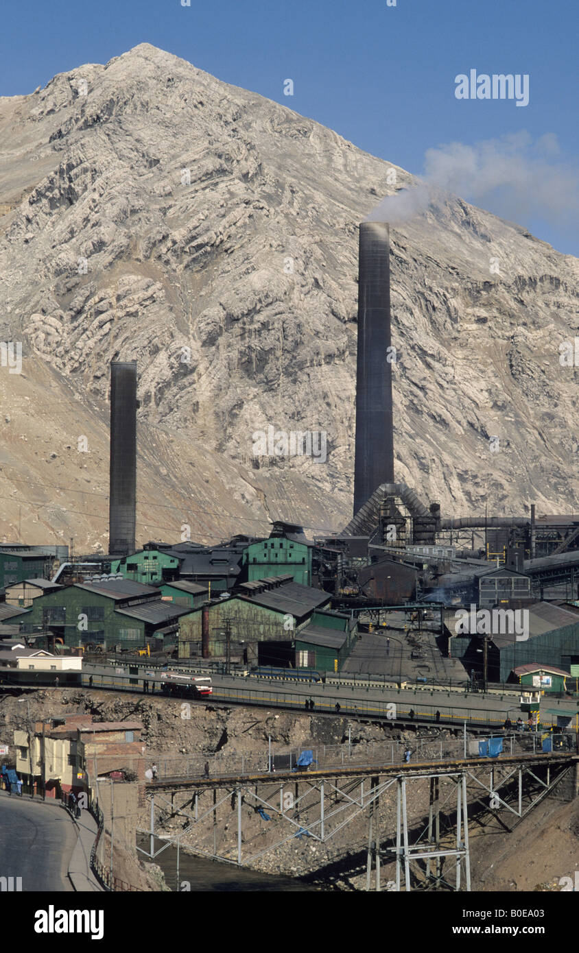 The lead smelter at La Oroya high in the Peruvian Andes one of the most polluted towns on Earth lead and arsenic contamination Stock Photo