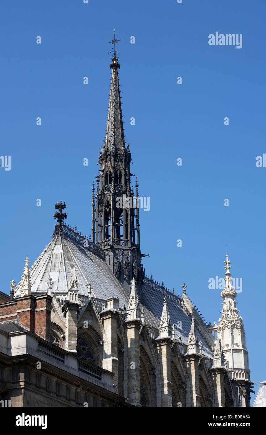 The spire of Sainte Chapelle 13thC church Paris France Stock Photo