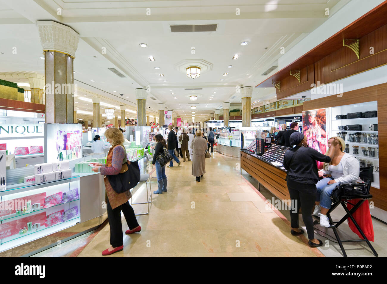 Cosmetic Counters in Macy's Department Store, 151 W 34th Street, Midtown Manhattan, NYC, New York City Stock Photo