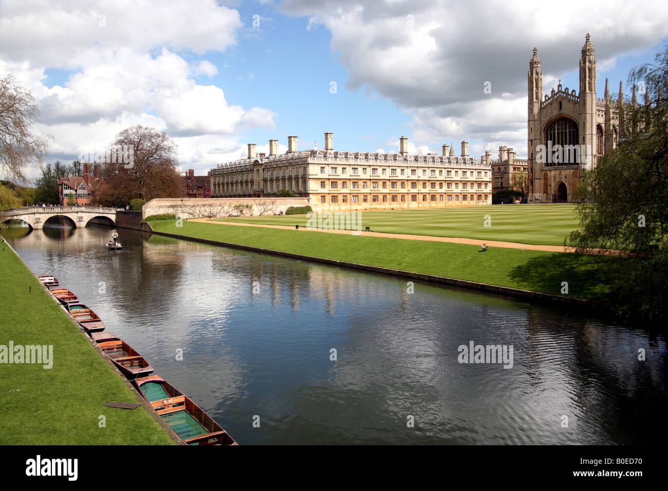 The Backs in Cambridge showing Clare College Kings College Chapel and ...