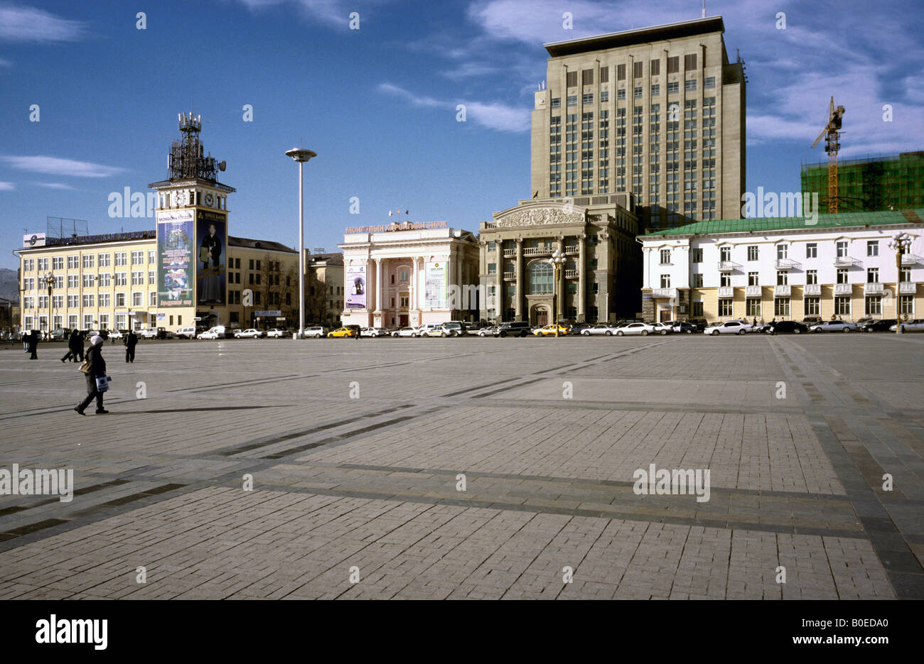 Oct 25, 2006 - Sukhe-Bator Square with Mongolian Telecom, ZOOS and Golomt Banks in the Mongolian captial of Ulaan-Baatar. Stock Photo