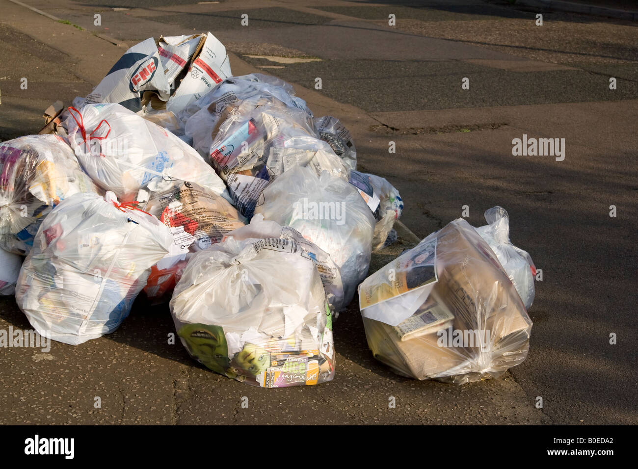 Rubbish for recycling, UK Stock Photo - Alamy