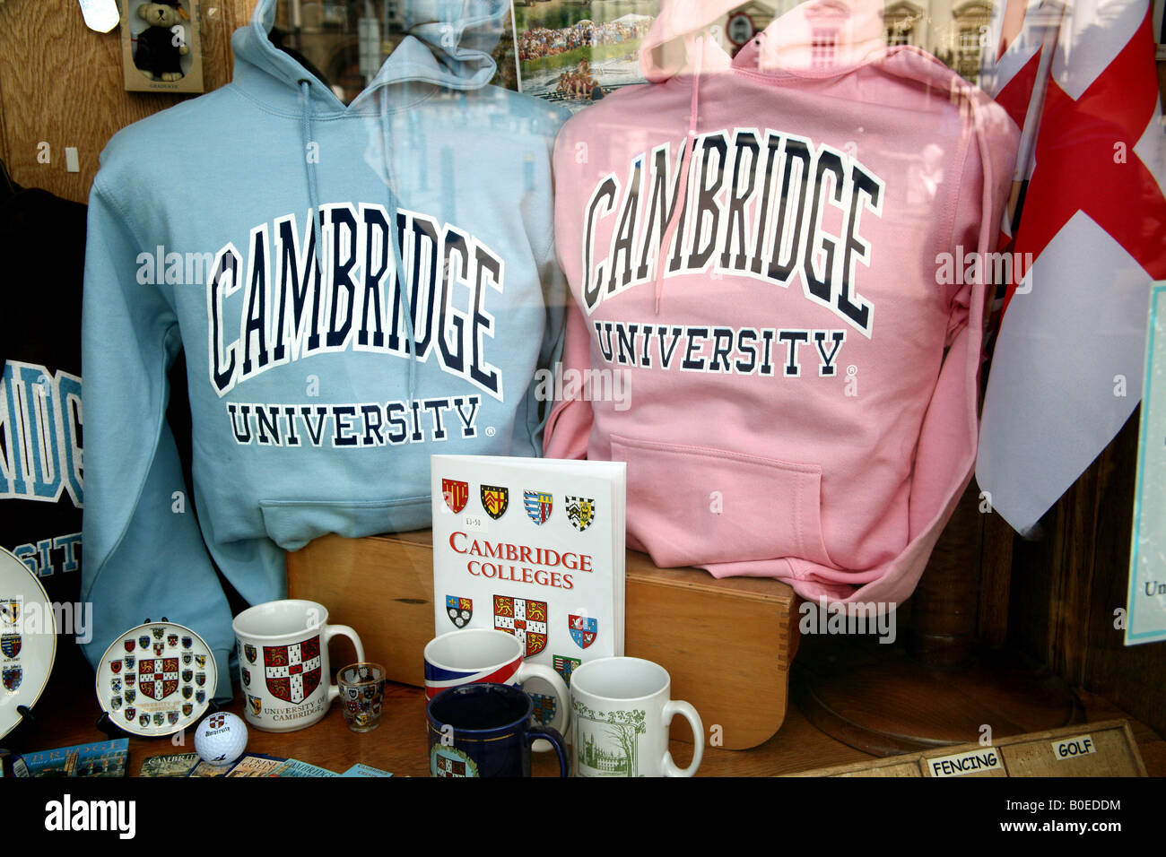 Souvenirs in shop window in Cambridge England Stock Photo