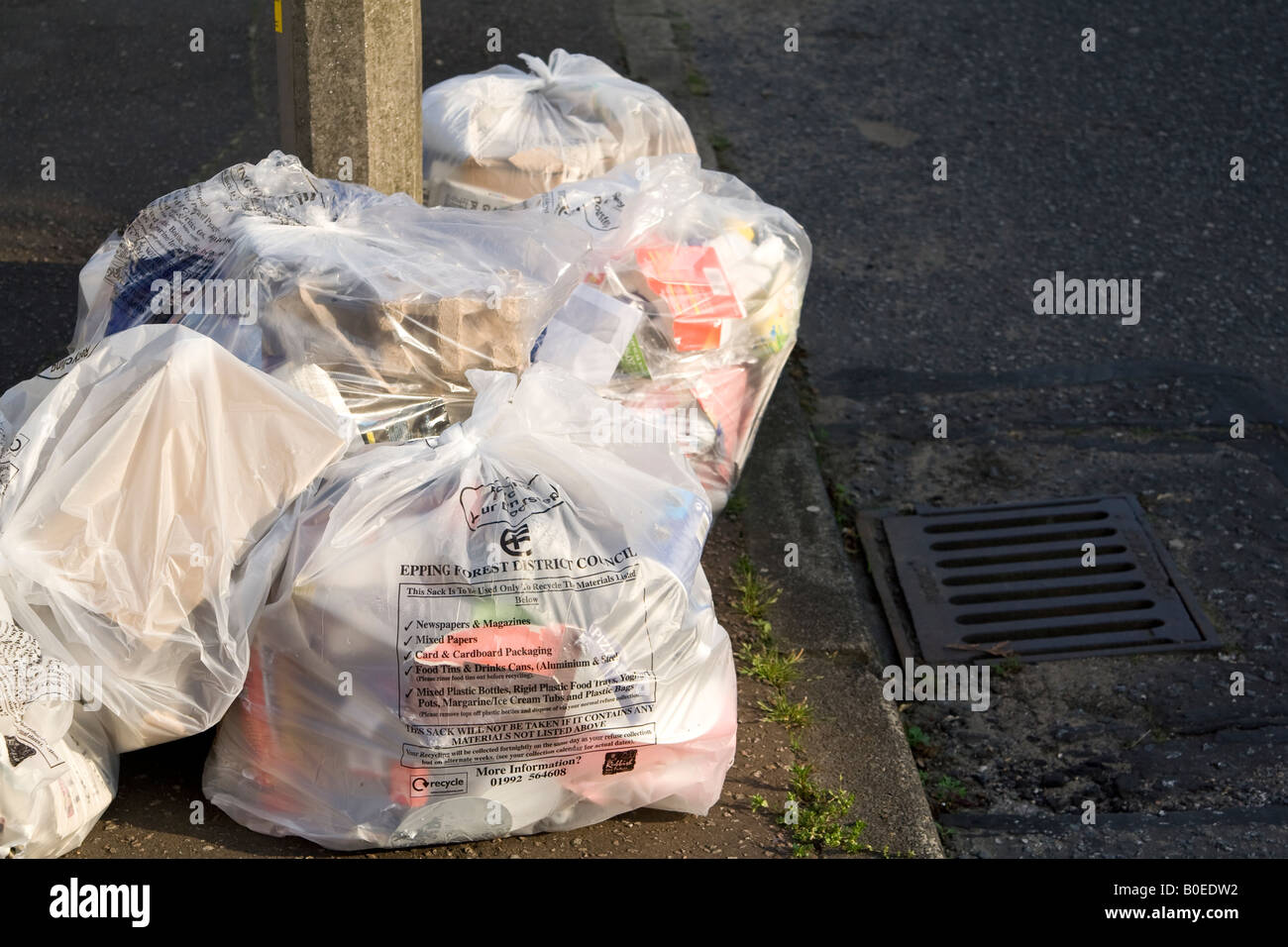 Bags of rubbish for recycling, UK Stock Photo Alamy