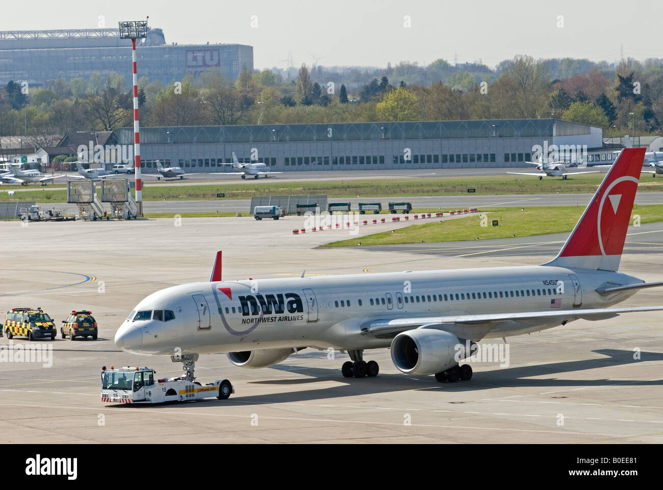 Northwest Airlines Boeing 757-200 airliner, Dusseldorf International Airport, North Rhine Westphalia, Germany. Stock Photo