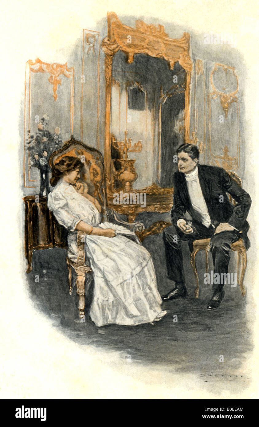 Victorian Couple at Ball Stock Photo