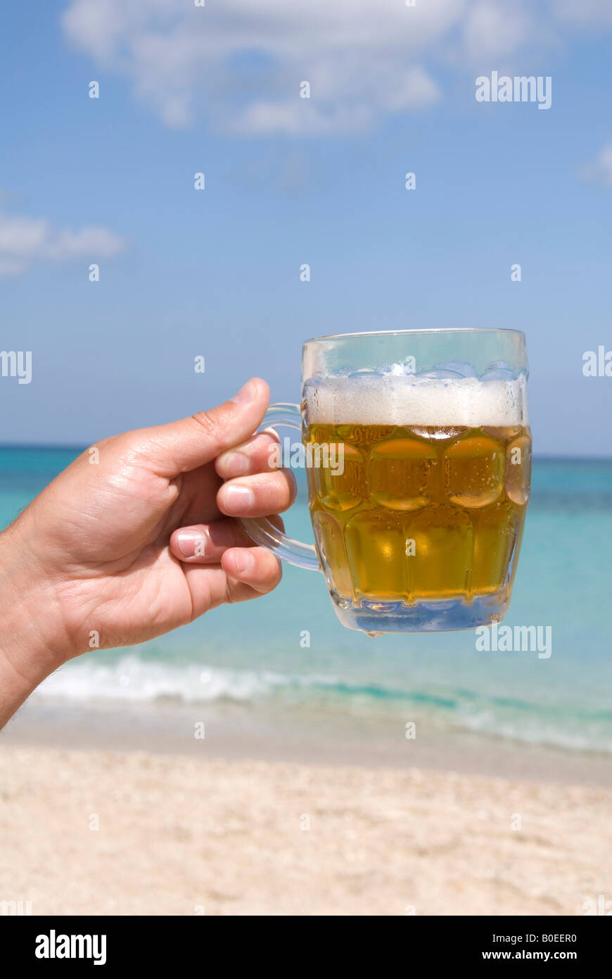 beer on the beach Stock Photo Alamy