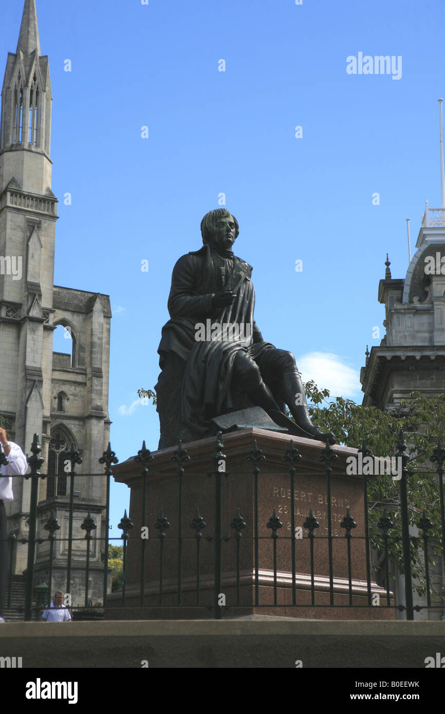 Statue of Robbie Burns in the Octagon in Dunedin New Zealand Stock