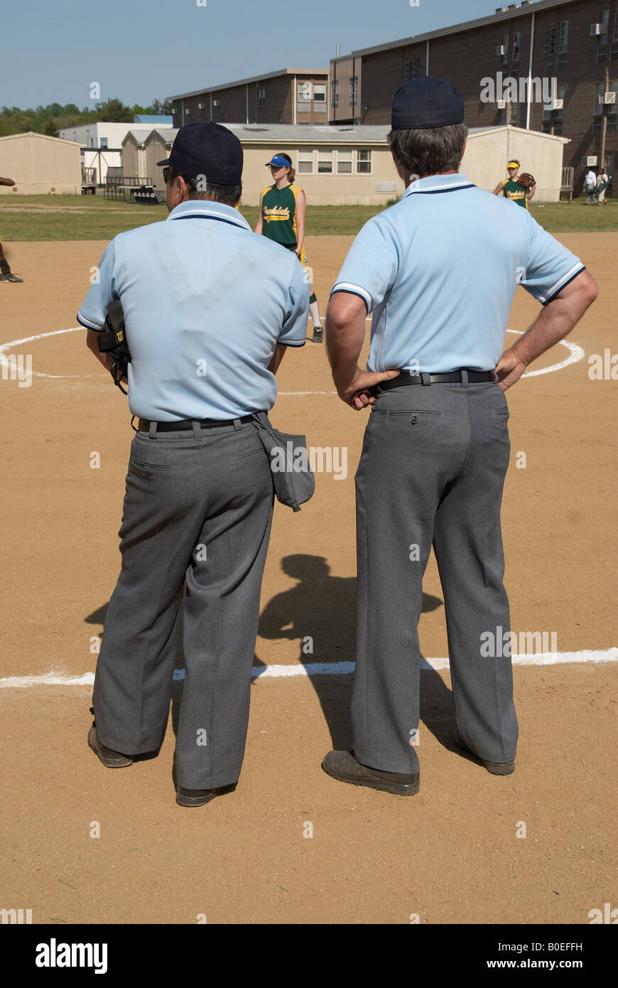 2 umpires at a high school softball game in Bowie Md Stock Photo Alamy