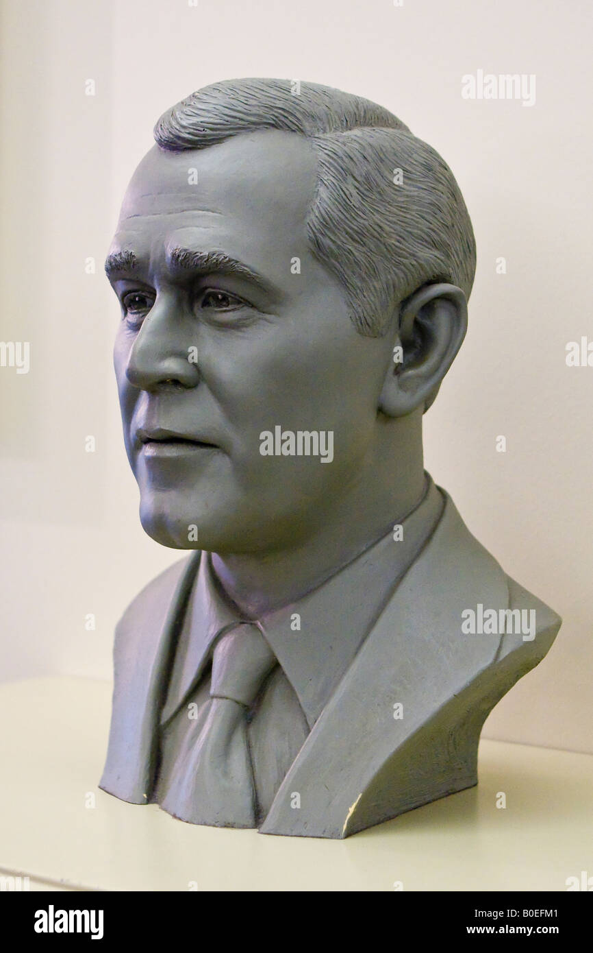 Bust of George W Bush at Walt Disney World in Orlando Florida USA Stock Photo