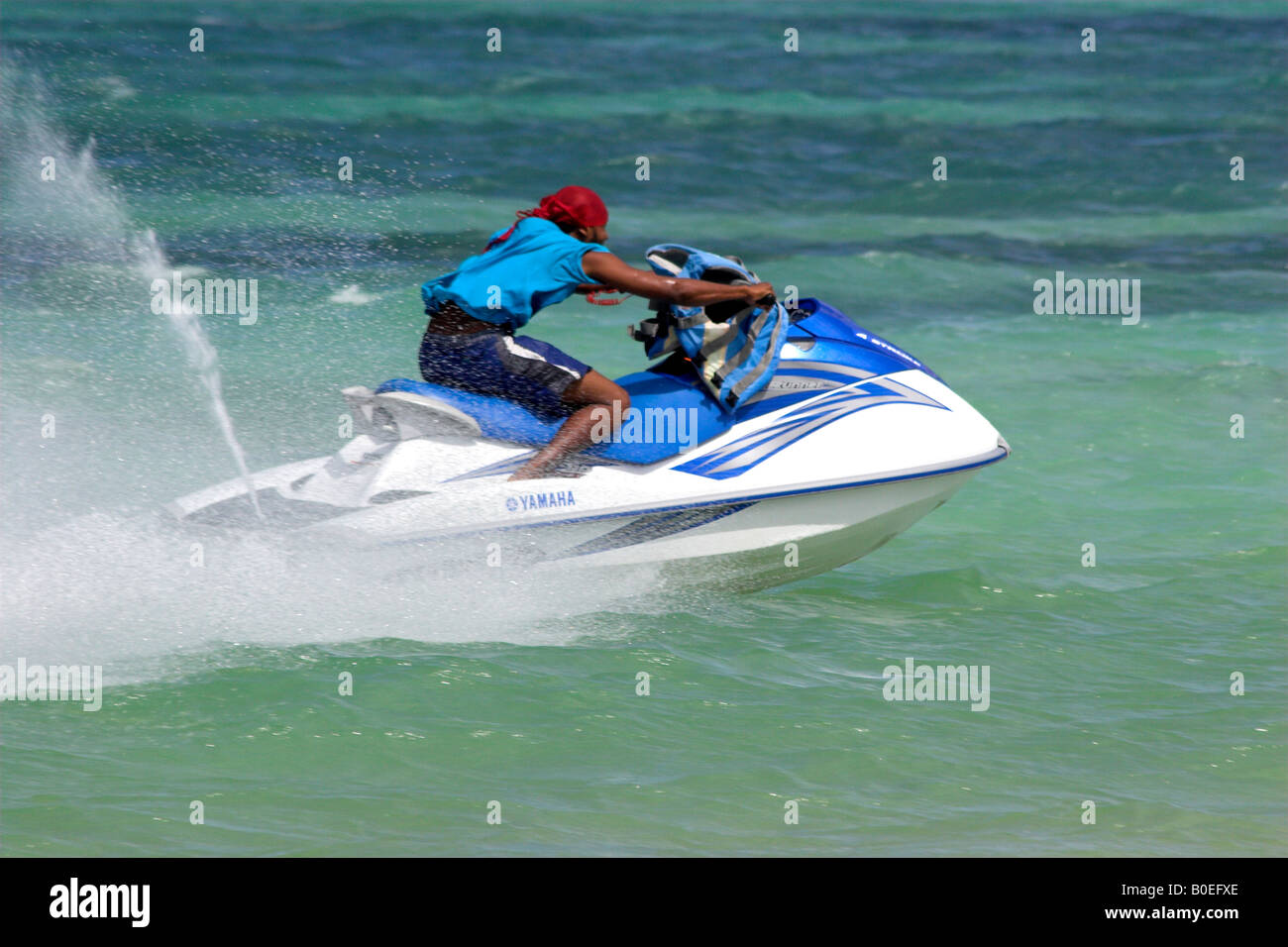 Tobago Milton Bay Crown Point Jet Ski Racer Stock Photo