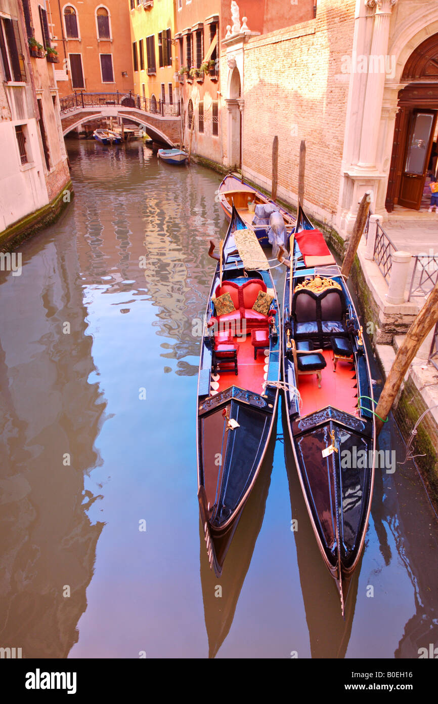 Gondolas in a Venice channel Stock Photo - Alamy