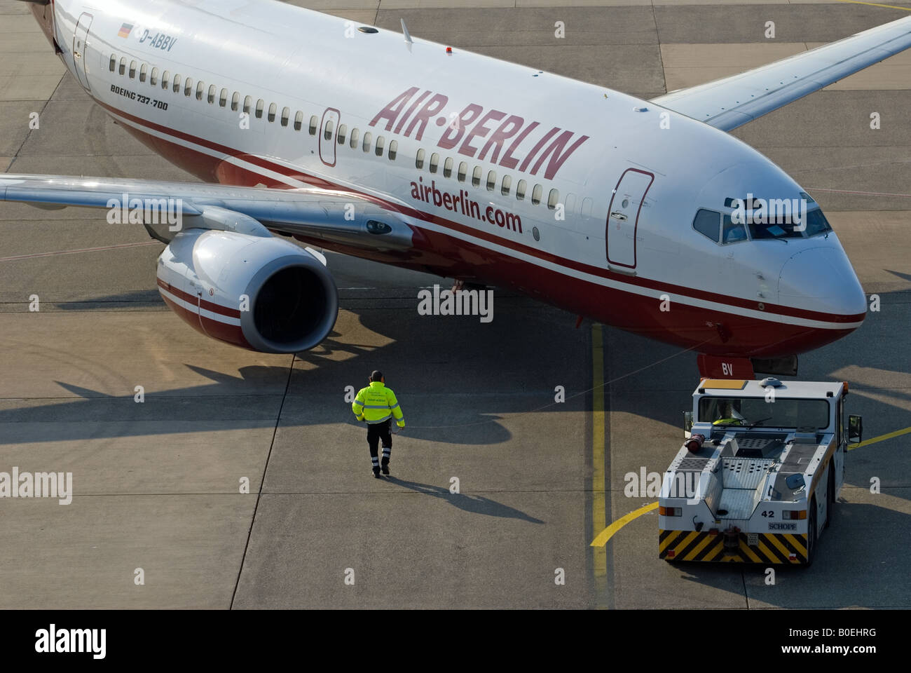 Air Berlin Boeing 737-700 passenger airliner, Dusseldorf International Airport, North Rhine Westphalia, Germany. Stock Photo