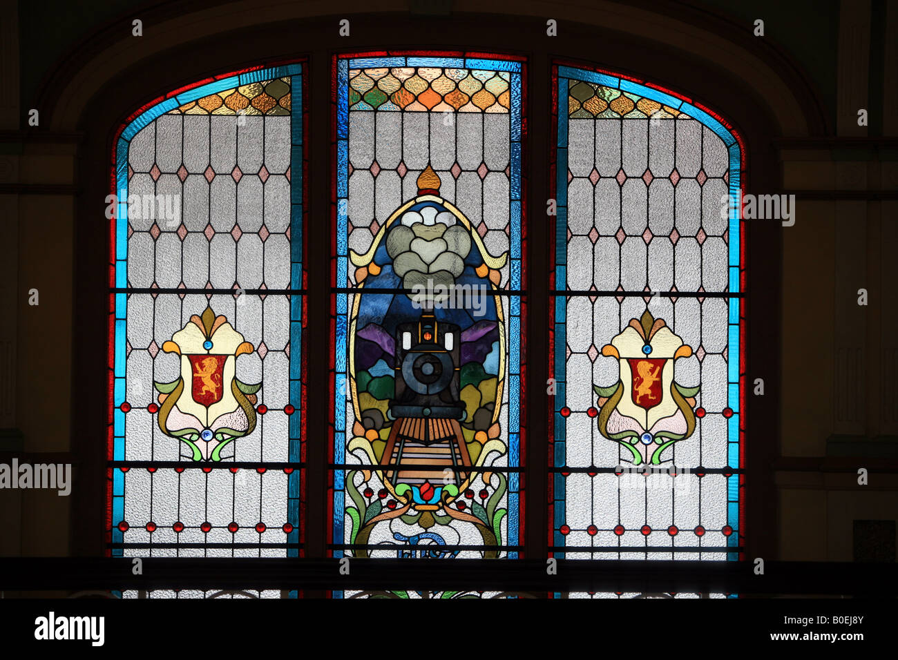 Fine Stained glass windows on First floor of Train station Dunedin New