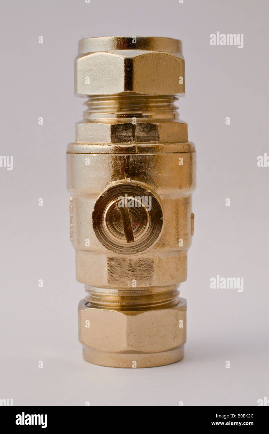 Chrome full flow ballafix valve, close up portrait photograph View from ...