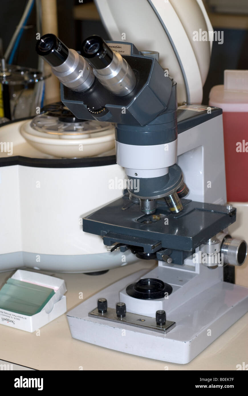 compound microscope in a hospital laboratory Stock Photo Alamy
