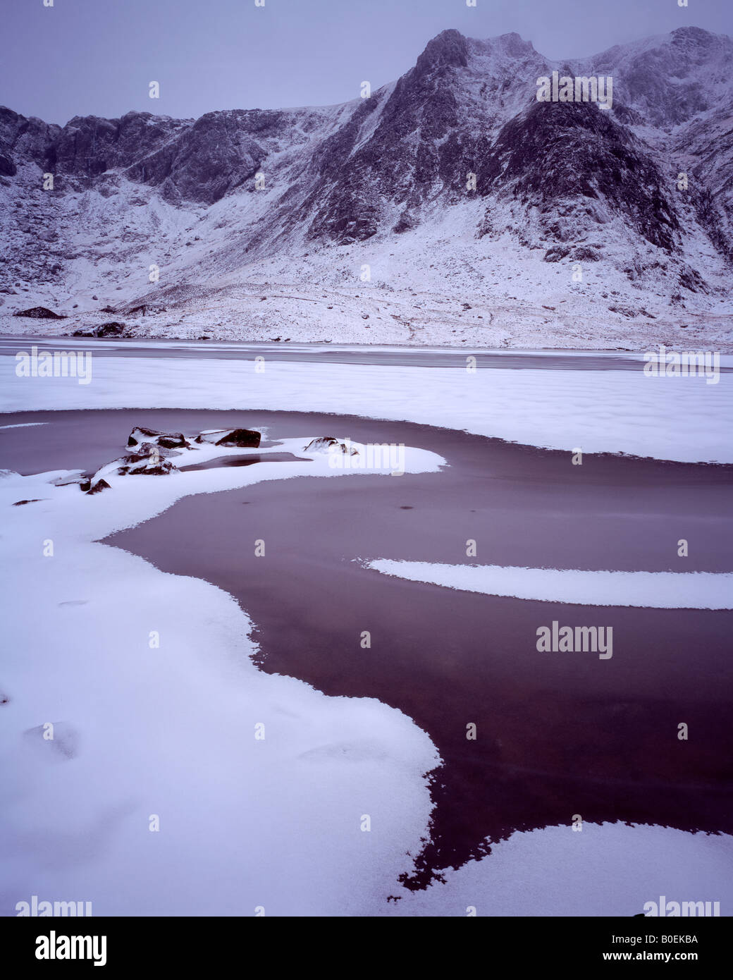 Winter's shapes, Llyn Idwal. Snowdonia National Park. Wales Stock Photo